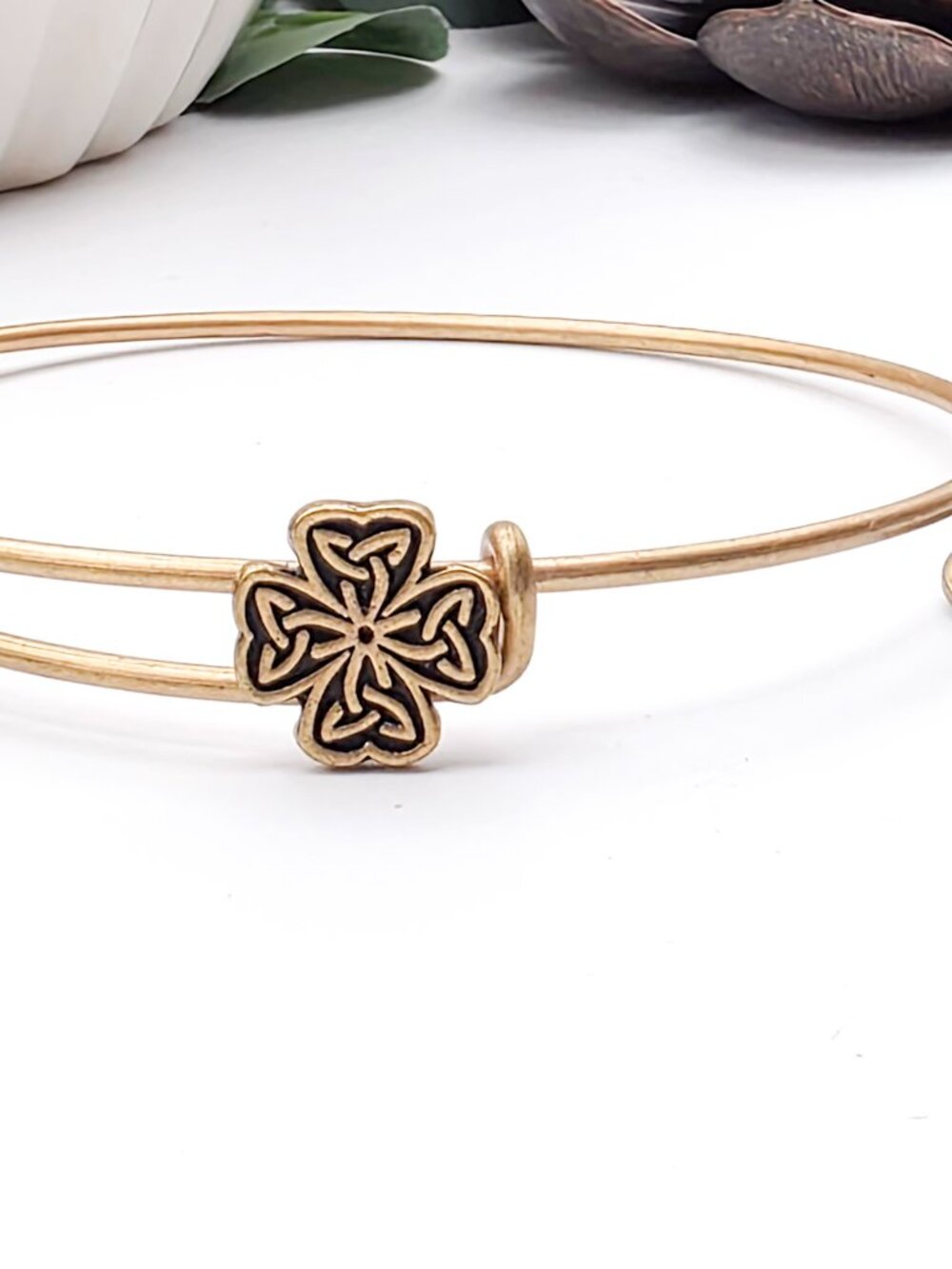 Alex And Ani Celtic Knot Slide Bracelet Gold Tone- Slightly New- Irish Bracelet